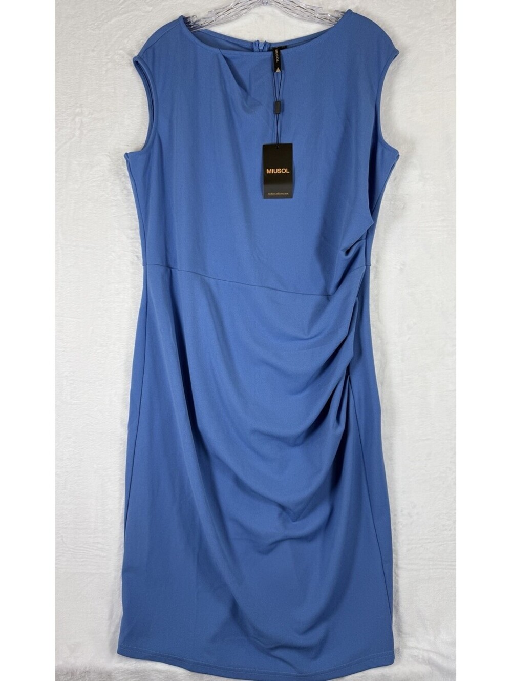 Work Dress XXL Women Blue Ruched Sheath Sleeveless Blue New NWT